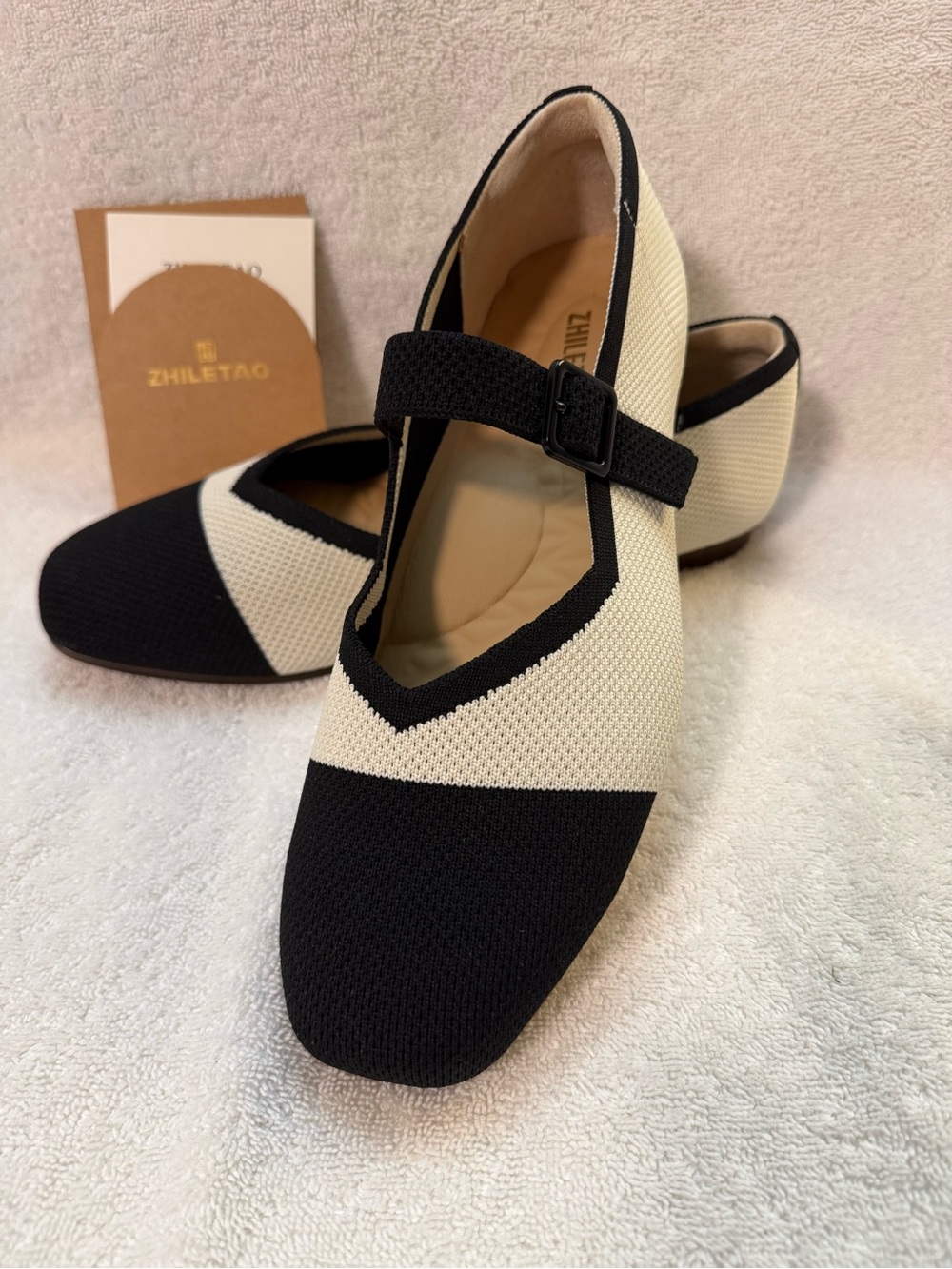 Black and Cream Mary Jane Knit Flats bundle shoes for deeper discount